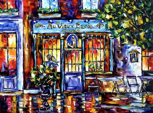 Café Au Vieux Paris d'Arcole von Mirek Kuzniar, Malerei kaufen auf Singulart