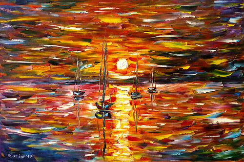 Boote vor Cuxhaven de Mirek Kuzniar, Pintura a la venta en Singulart