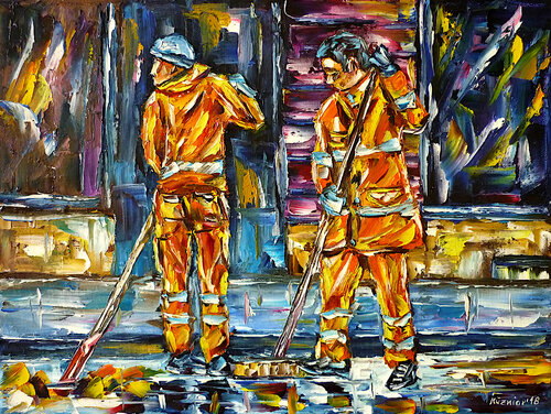 Straßenkehrer van Mirek Kuzniar, Schilderij te koop op Singulart