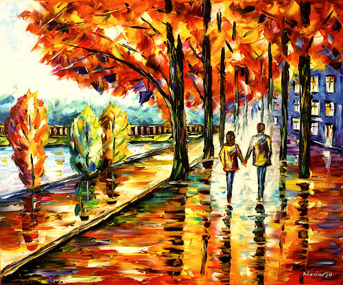 Herbstspaziergang am Neckar, Heilbronn par Mirek Kuzniar, Peinture en vente sur Singulart