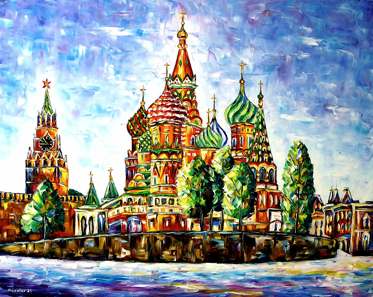 Moskaus roter Juwel (Basilius-Kathedrale) Mirek Kuzniar Originalgemälde zu verkaufen