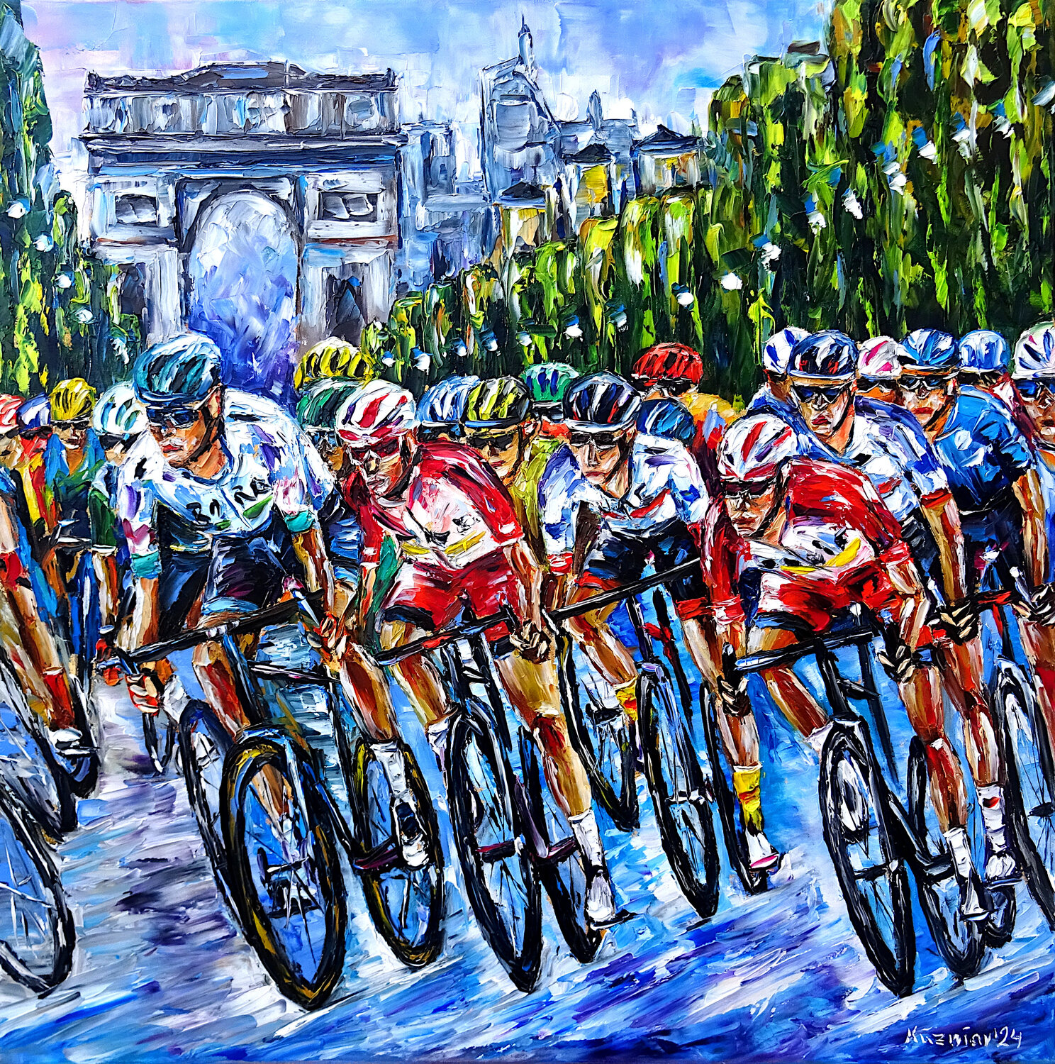 Tour de France, Paris Mirek Kuzniar Dipinto originale in vendita