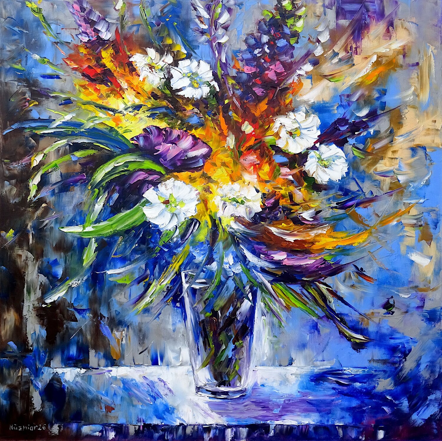 Blumen der Nacht Mirek Kuzniar Pintura original en venta