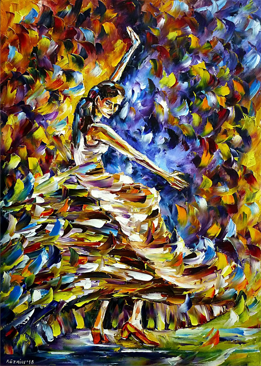 Flamenco Tänzerin III Mirek Kuzniar Originalgemälde zu verkaufen