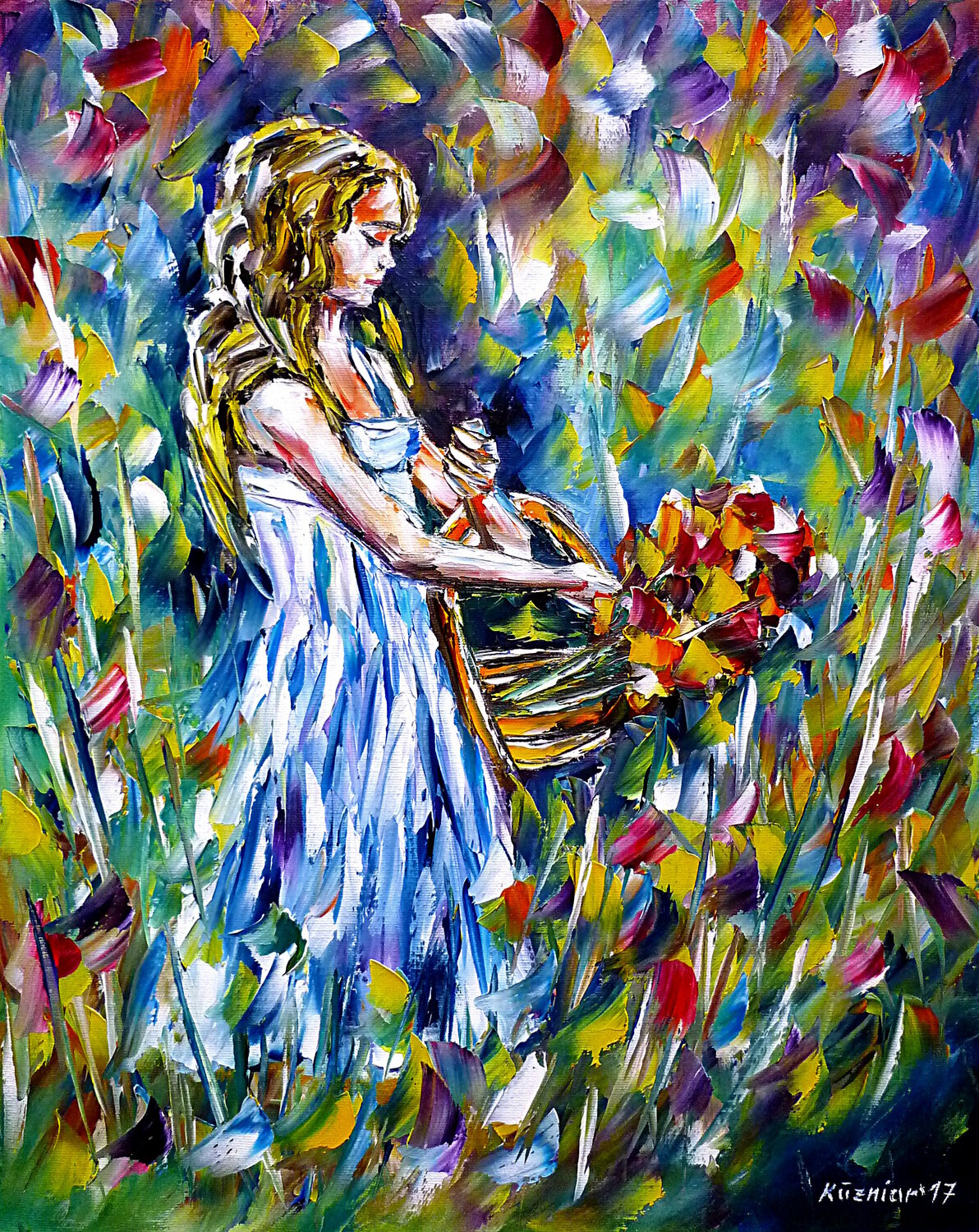 Mädchen mit Blumenkorb Mirek Kuzniar