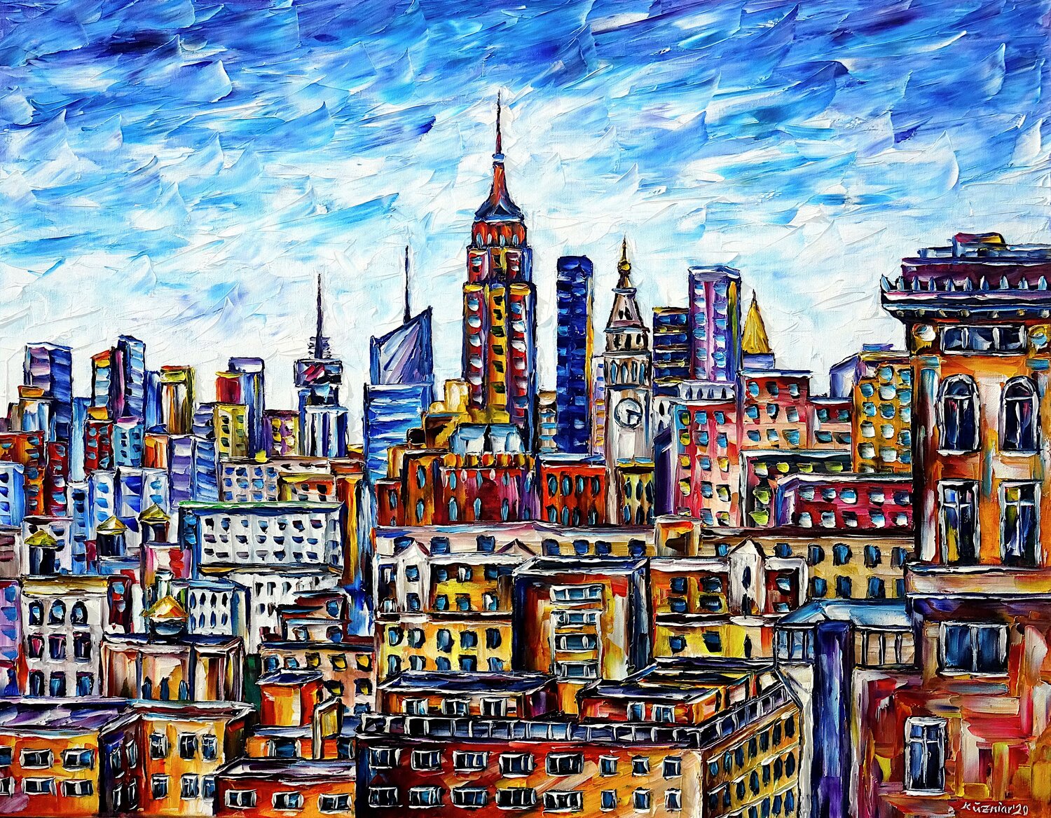 Die Dachterrassen von New York Mirek Kuzniar Originalgemälde zu verkaufen