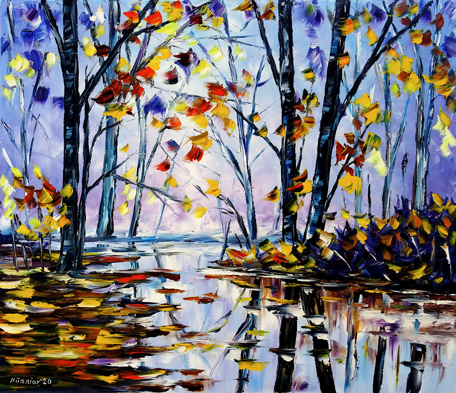 Die Schönheit des Herbstes Mirek Kuzniar Dipinto originale in vendita