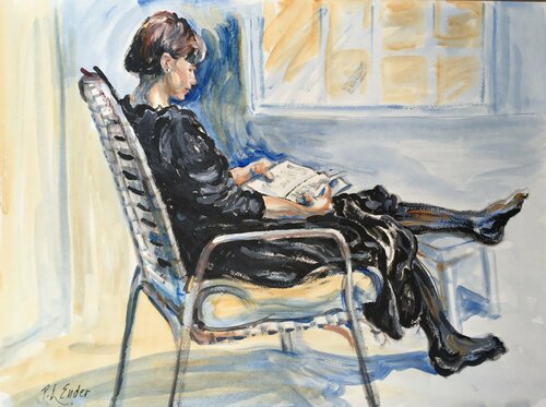Woman Reading by Pauline Ender, Work on Paper for Sale on Singulart