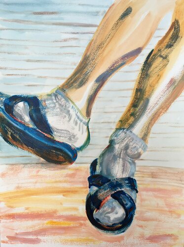 Blue Sandals de Pauline Ender, Obra en papel a la venta en Singulart