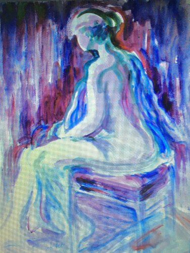 Blue Nude Woman van Pauline Ender, Werk op papier te koop op Singulart