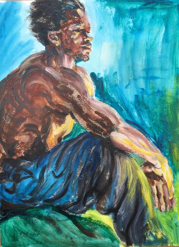 Black Man, Shirtless by Pauline Ender, Painting for Sale on Singulart