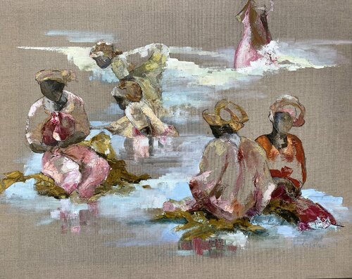 Ramasseuses d'algues by Françoise Cosmao, Painting for Sale on Singulart