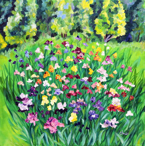 Iris Garden II by Christina M Plichta, Painting for Sale on Singulart