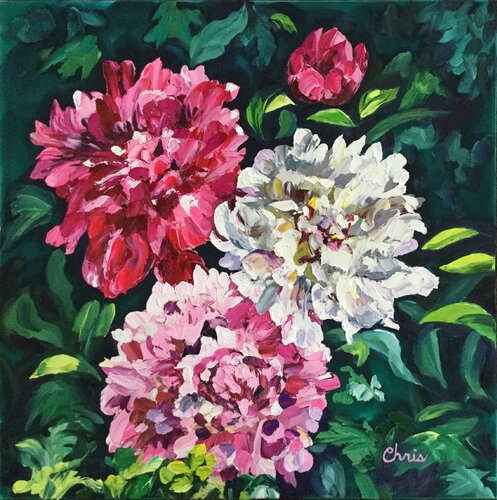 Peony Trio by Christina M Plichta, Painting for Sale on Singulart