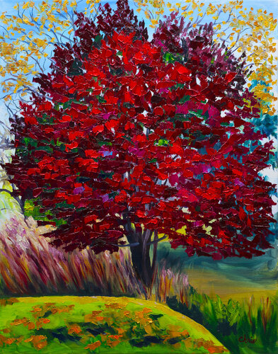 Ruby Tree II by Christina M Plichta, Painting for Sale on Singulart