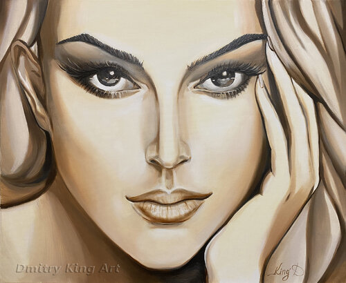 "The Sparkle of Her Eyes" original woman portrait de Dmitry King, Pintura a la venta en Singulart