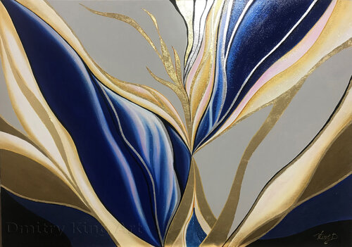 "Wings of Hopefulness" original abstract painting with gold leaf Dmitry King