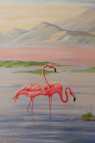 Pink Flamingos von Dmitry King, Malerei kaufen auf Singulart