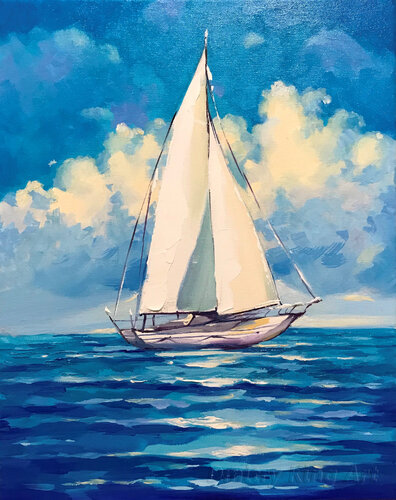 White Sailboat von Dmitry King, Malerei kaufen auf Singulart
