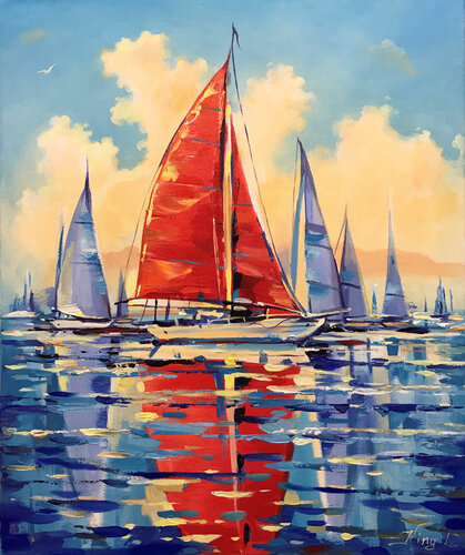 Red Sailboat von Dmitry King, Malerei kaufen auf Singulart