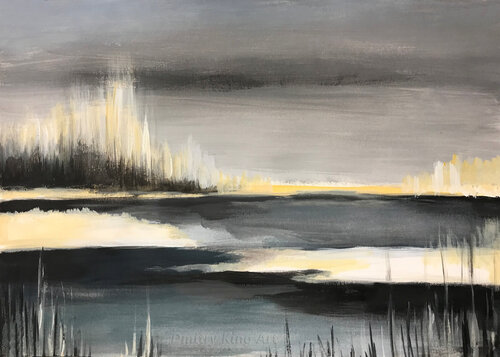 Light Drift - Calm Landscape Modern Abstract Painting by Dmitry King, Painting for Sale on Singulart
