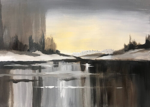 Still Echo - Calm Abstract Landscape Modern Painting di Dmitry King, Pittura in vendita su Singulart