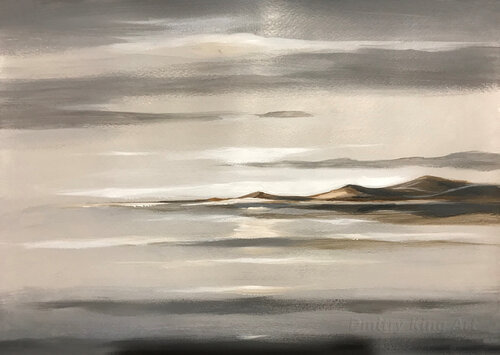 Veil of Light - abstract minimalist gray landscape painting von Dmitry King, Malerei kaufen auf Singulart
