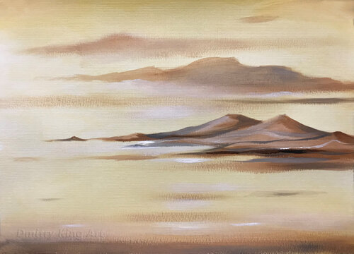 Awakening of Light - abstract minimalist beige landscape painting by Dmitry King, Painting for Sale on Singulart