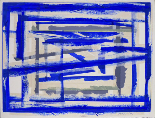 LIGNES BLEUES van Gilbert Raffin, Werk op papier te koop op Singulart