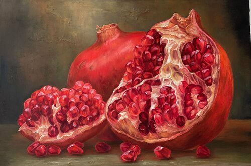 Still lif with pomegranate von Anna Reznikova, Malerei kaufen auf Singulart