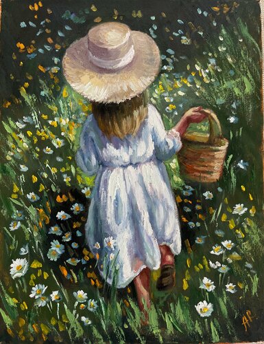 Amid the Daisies di Anna Reznikova, Pittura in vendita su Singulart