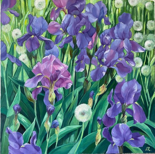 Purple Irises di Anna Reznikova, Pittura in vendita su Singulart