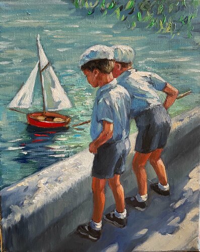Toy Boat Games di Anna Reznikova, Pittura in vendita su Singulart