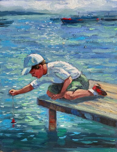 Fishing Day di Anna Reznikova, Pittura in vendita su Singulart