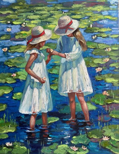 Pond  Flowers di Anna Reznikova, Pittura in vendita su Singulart