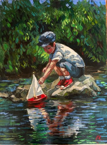 Toy Boat van Anna Reznikova, Schilderij te koop op Singulart