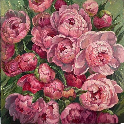 Colourful Peonies di Anna Reznikova, Pittura in vendita su Singulart