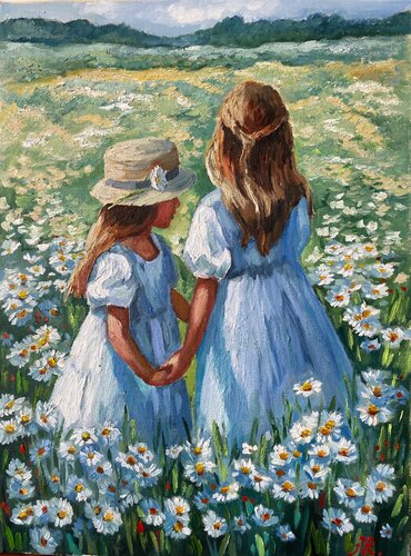 Ocean of Daisies van Anna Reznikova, Schilderij te koop op Singulart