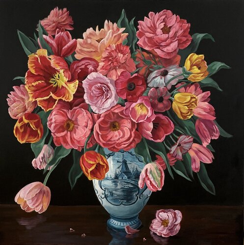 Bouquet de Pivoines en Porcelaine de Delft Anna Reznikova