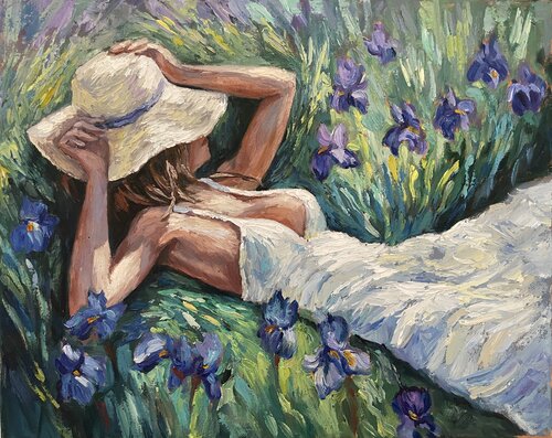 Among the Irises von Anna Reznikova, Malerei kaufen auf Singulart