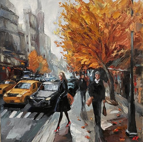 Autumn in the City van Anna Reznikova, Schilderij te koop op Singulart