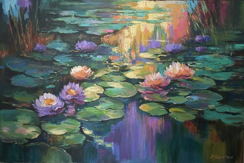 Giverny's Purple Evening par Anna Reznikova, Peinture en vente sur Singulart