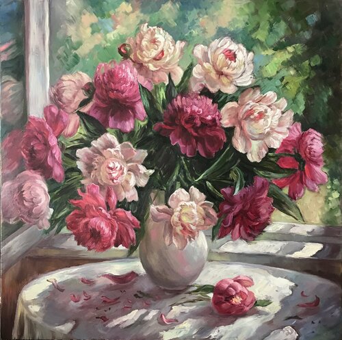 Colourful Bouquet Peonies di Anna Reznikova, Pittura in vendita su Singulart