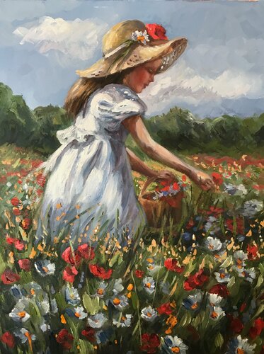 Poppy Field di Anna Reznikova, Pittura in vendita su Singulart