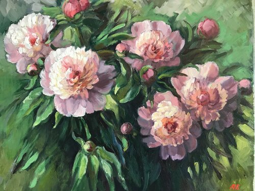 Pink Peonies in Garden von Anna Reznikova, Malerei kaufen auf Singulart
