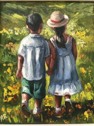 Walk in the meadow von Anna Reznikova, Malerei kaufen auf Singulart