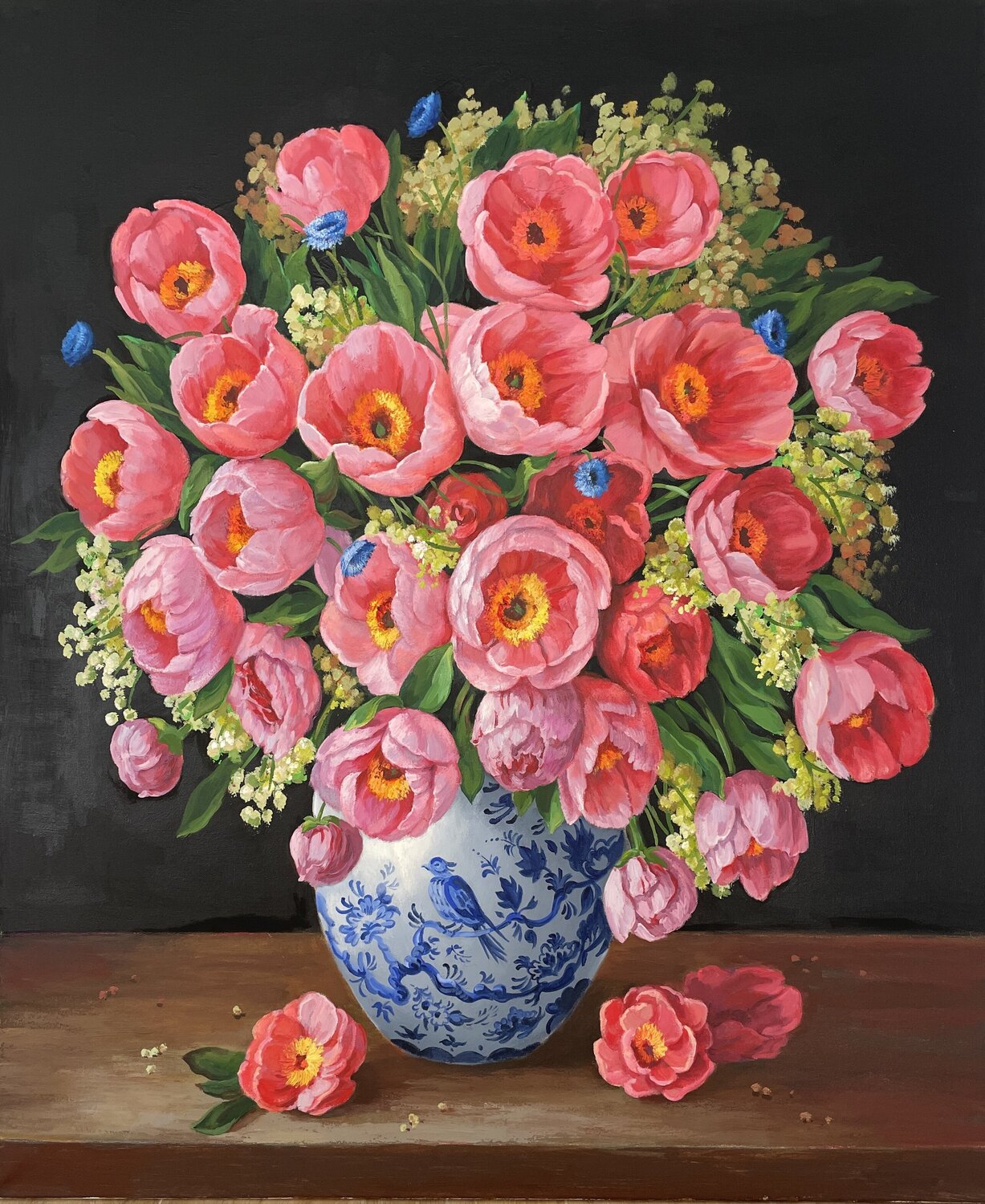 Bouquet Peonies  in Chinese Vase Anna Reznikova