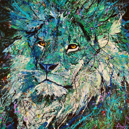 Aslan - Large painting di Angie Wright, Pittura in vendita su Singulart
