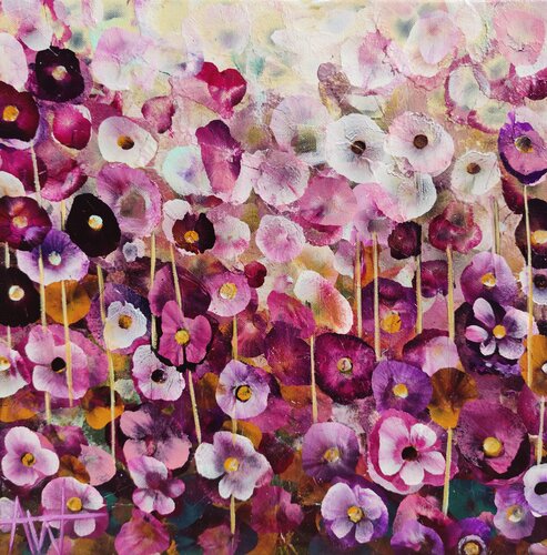 Lullaby Garden – Abstract Floral Landscape di Angie Wright, Pittura in vendita su Singulart