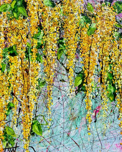 Yellow Blossoms di Angie Wright, Pittura in vendita su Singulart